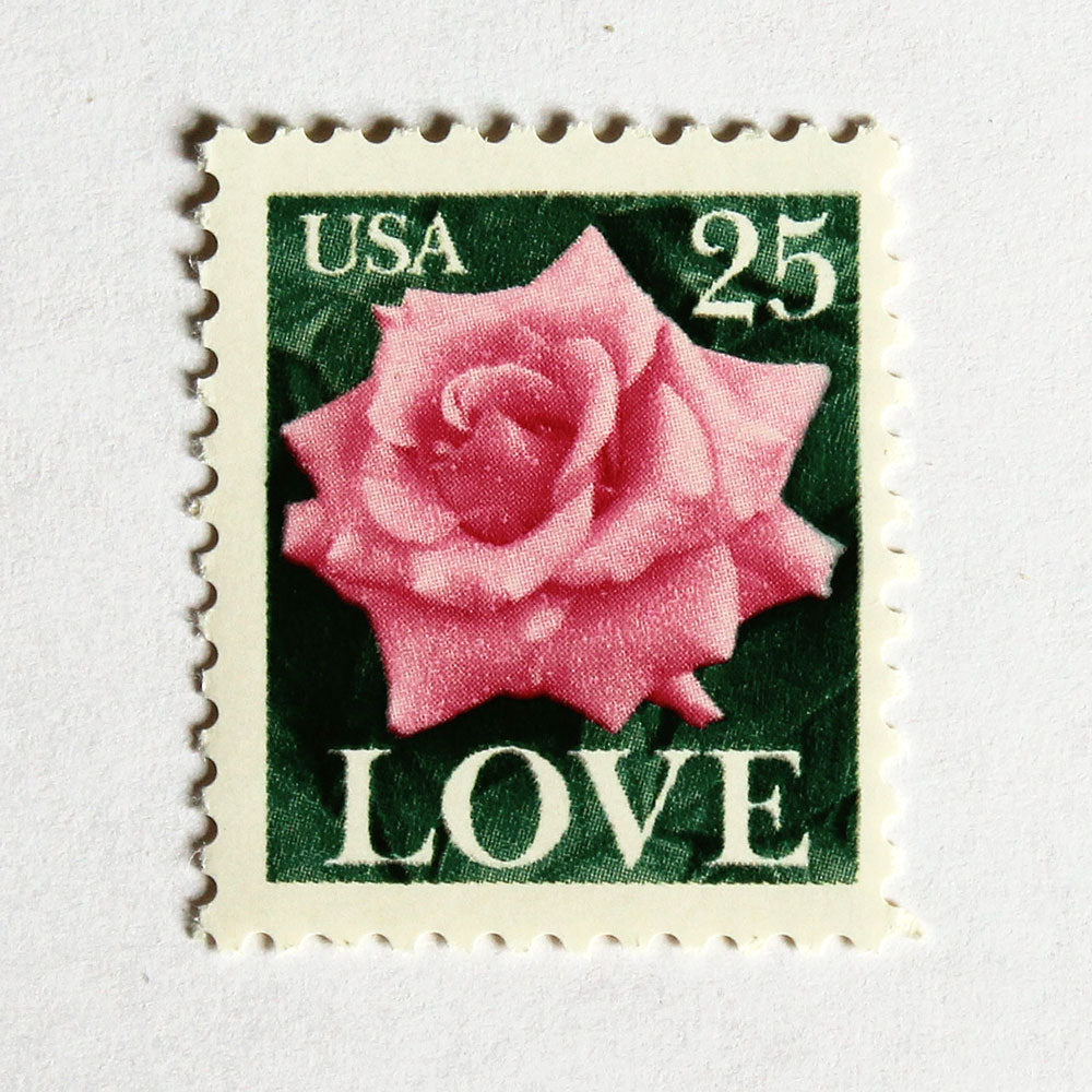 2 Roses Stamp 25c Pink Rose Love Stamps .. Vintage Unused US Postage Stamps .. Pack ...