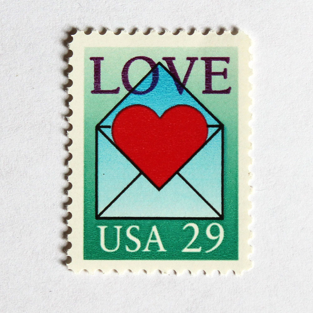 29c Heart in Envelope Stamps .. Vintage Unused US Postage Stamps