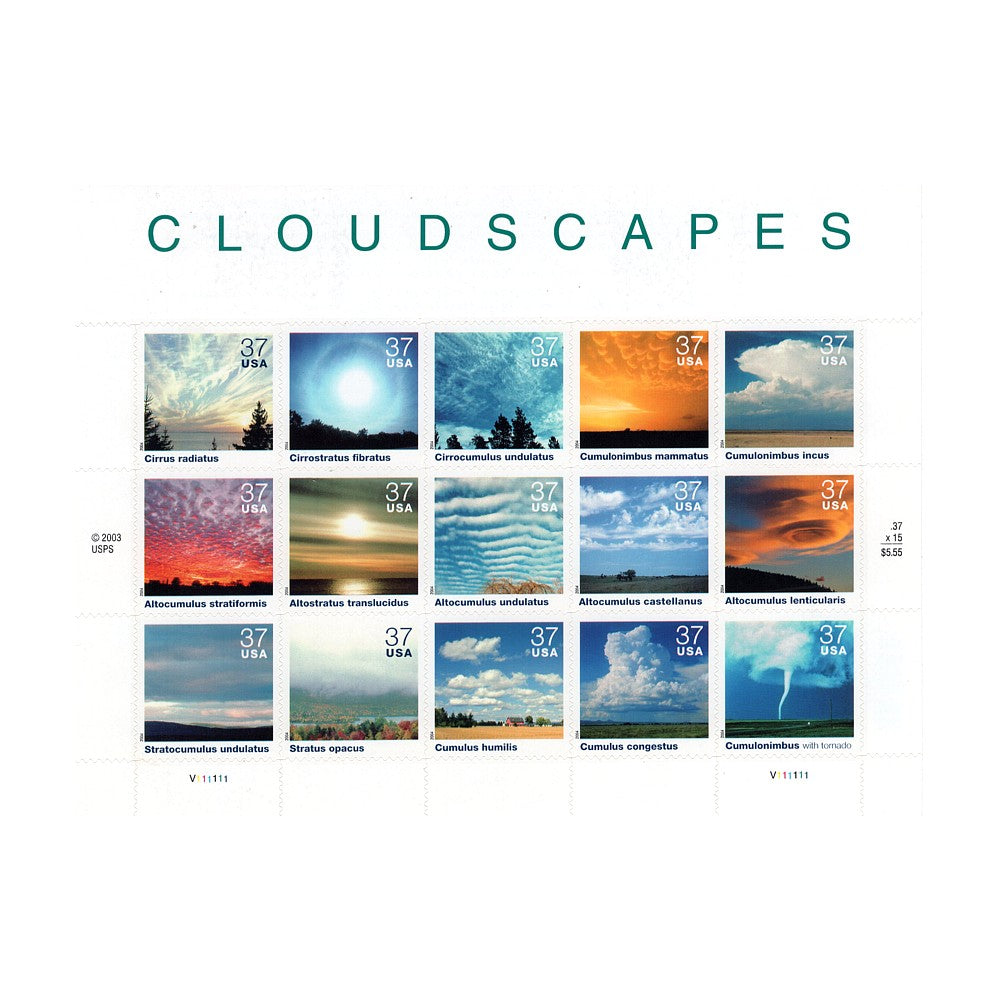 37c Cloudscapes Stamps - Sheet of 15