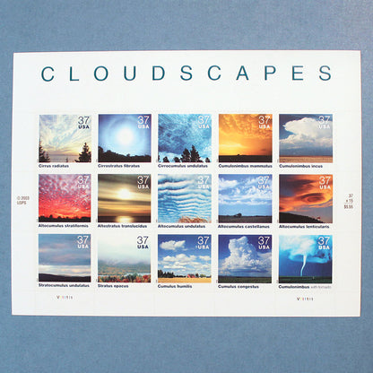 37c Cloudscapes Stamps - Sheet of 15