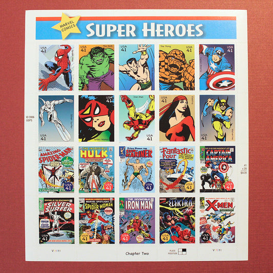 41c Marvel Super Heroes Stamps .. Unused US Postage Stamps .. Sheet of 20