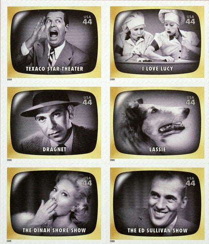 44c Early TV Shows Sheet .. Unused US Postage Stamps .. Sheet of 20