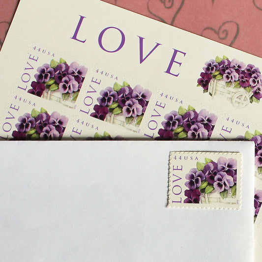 44c Pansies in Basket Love Stamps - Pack of 10