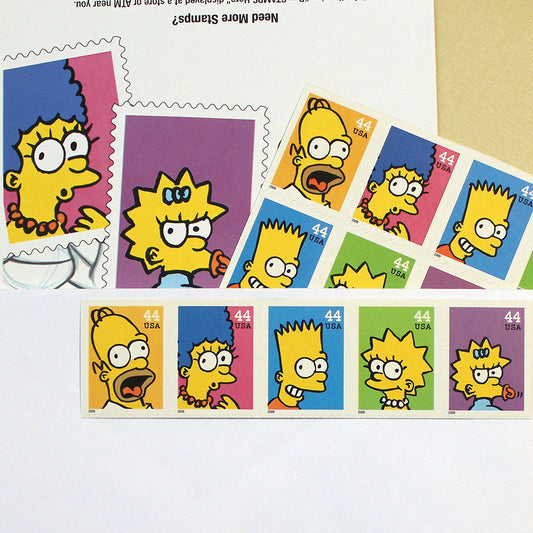 44c Simpsons Stamps .. Unused US Postage Stamps .. Pack of 10
