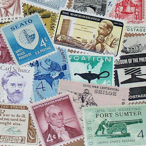 Vintage Us Postage Stamps Vintage America Postal Photo Background