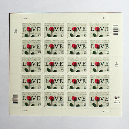 57c Love Letter Stamps .. Vintage Unused US Postage Stamps .. Pack of 10