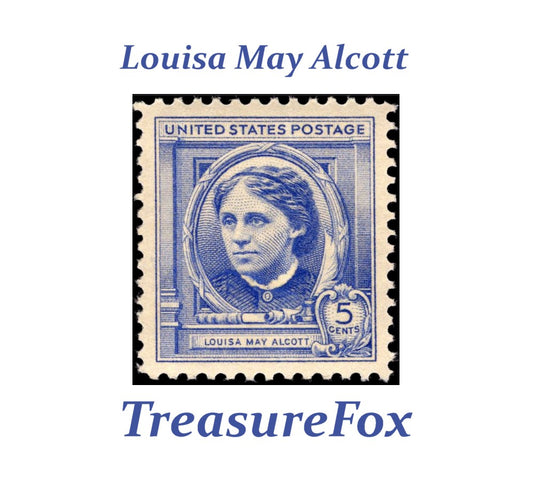 Pack of 10 stamps .. 5c Louisa May Alcott .. Vintage Unused US Postage Stamps | American Author | Little Women | Little Men | Eight Cousins