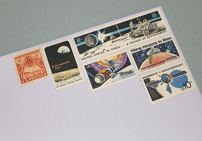 SPACE Travel .. Unused Vintage Postage Stamps .. Enough to mail 5 letters | 60c rate | Moon landing | Solar System stamps | Astronauts