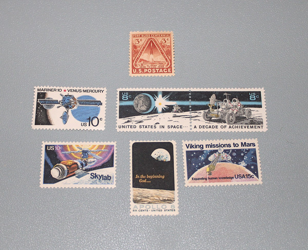 SPACE Travel .. Unused Vintage Postage Stamps .. Enough to mail 5 letters | 60c rate | Moon landing | Solar System stamps | Astronauts