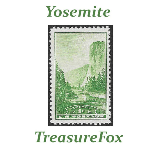 Ten 1c Yosemite National Park stamps .. Vintage Unused US Postage Stamps | Pack of 10 stamps | Old Faithful | El Capitan | Yosemite Falls