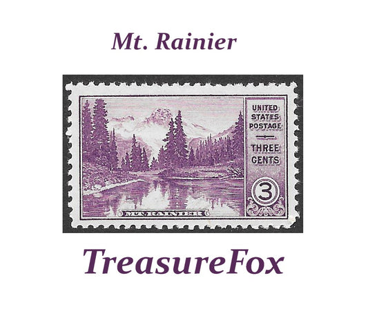 Ten 3c Mount Rainier National Park stamps .. Vintage Unused US Postage Stamps | Pack of 10 stamps | Washington State | Volcano | Seattle |