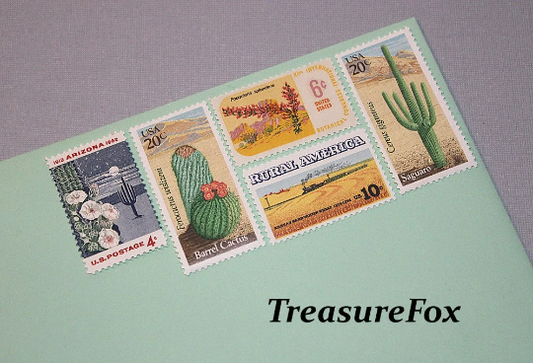 SOUTHWESTERN DESERTS .. Unused Vintage Postage Stamps | 60 cent rate | mail 5 letters | Wedding invitation postage | Desert plants | Western